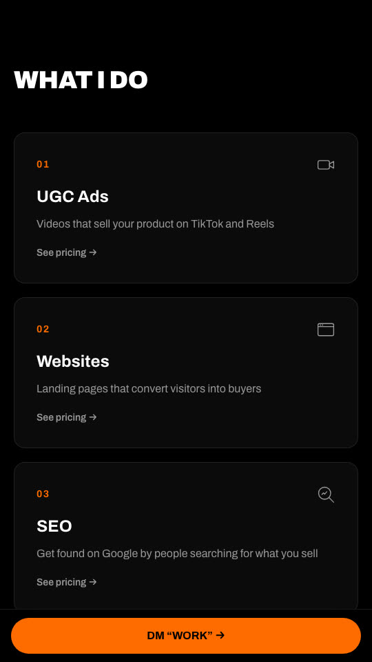 Landing page I built, shown in a browser window